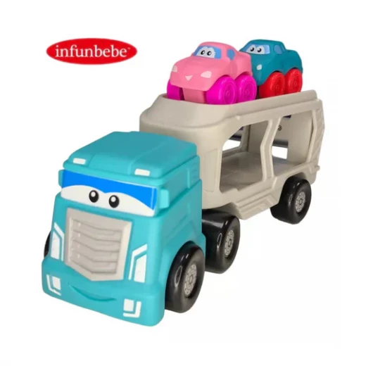 Infunbebe Auto Hauler Truck Toy Set - Colorful Carrier & Cars 18 months - infunbebe - Image 3