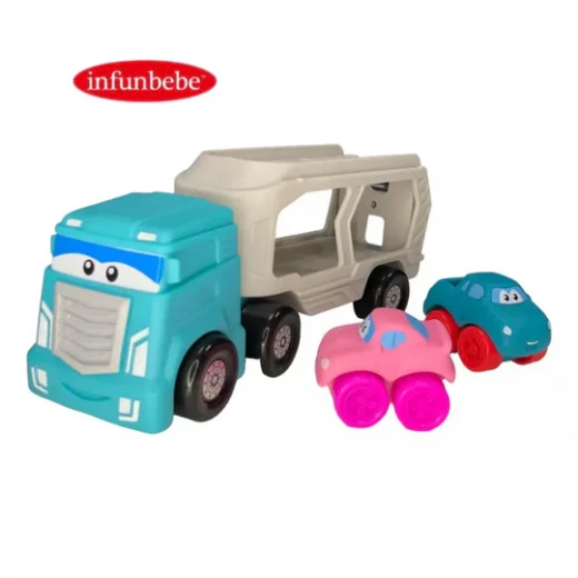 Infunbebe Auto Hauler Truck Toy Set - Colorful Carrier & Cars 18 months - infunbebe - Image 2
