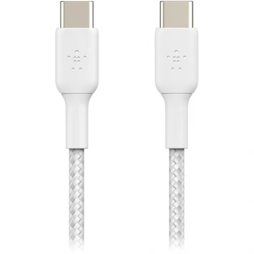 كيبل بيلكين بوست تشارج مضفّر USB-C إلى USB-C (بطول 2 متر / 6.6 قدم) – عبوة من قطعتين – شحن سريع لهواتف آيفون، سامسونج، بيكسل والمزيد – أبيض - بيلكين - Image 2