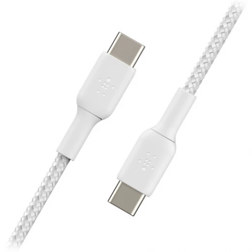 كيبل بيلكين بوست تشارج مضفّر USB-C إلى USB-C (بطول 2 متر / 6.6 قدم) – عبوة من قطعتين – شحن سريع لهواتف آيفون، سامسونج، بيكسل والمزيد – أبيض - بيلكين - Image 3