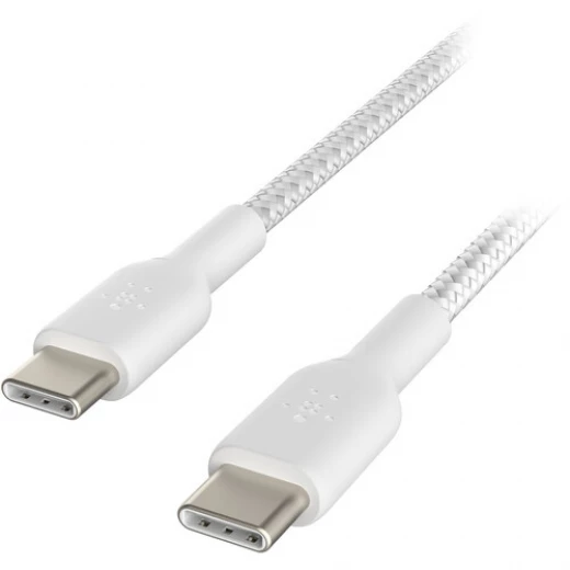 كيبل بيلكين بوست تشارج مضفّر USB-C إلى USB-C (بطول 2 متر / 6.6 قدم) – عبوة من قطعتين – شحن سريع لهواتف آيفون، سامسونج، بيكسل والمزيد – أبيض - بيلكين - Image 4