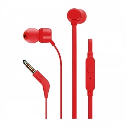 سماعات أذن JBL TUNE 110 - أحمر: صوت جهير نقي