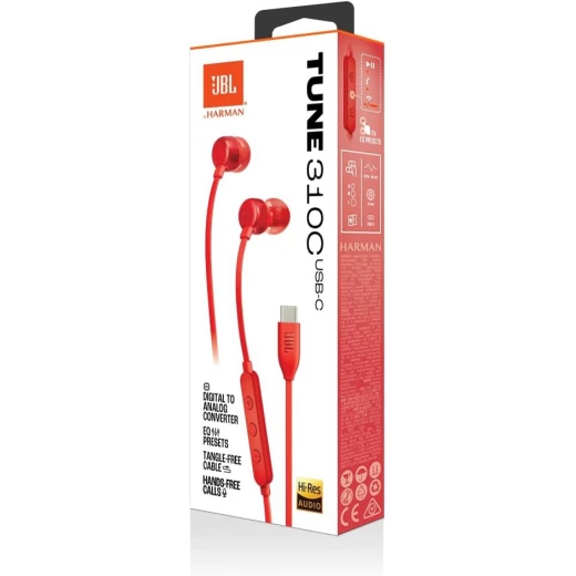 سماعات أذن سلكية JBL Tune 310C USB-C - أحمر - صوت عالي الدقة - جي بي ال - Image 3