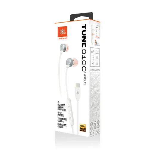 سماعات أذن JBL Tune 310C USB-C - أبيض - صوت عالي الدقة و بيور باس - جي بي ال - Image 6