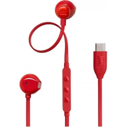 JBL Tune 305C Wired Earphones Red: USB-C, Pure Bass, Built-in Mic