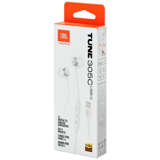 JBL Tune 305C Wired In-Ear Headphones White with USB-C - JBL - Image 4
