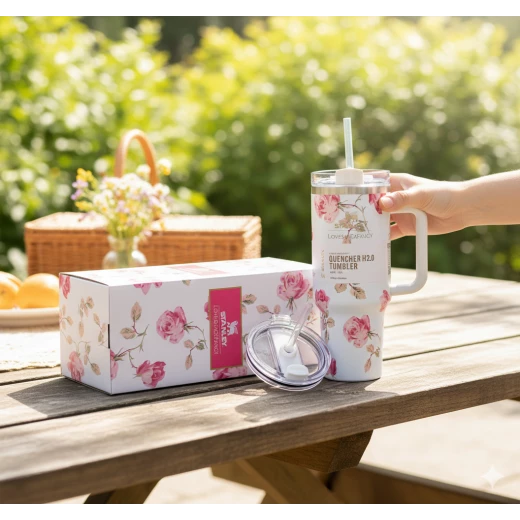 Stanley Master Cup 40oz (1182ml) – Pink Leaves – Large Capacity Mug for Hot & Cold Drinks Stanley Master Cup 40oz (1182ml) – Pink Leaves – Large Capacity Mug for Hot & Cold Drinks