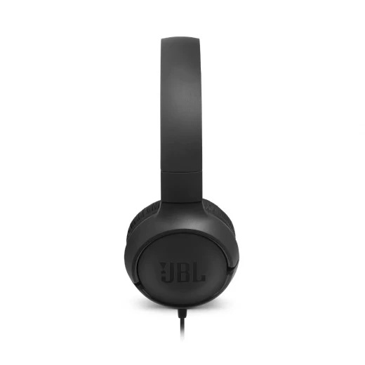 سماعات رأس جي بي ال Tune 500 سلكية فوق الأذن، صوت جهير نقي وعميق من JBL، زر تحكم/ميكروفون واحد، تصميم خفيف الوزن وقابل للطي، كابل مسطح مانع للتشابك، مساعد صوتي - أسود، JBLT500BLK - جي بي ال - Image 4