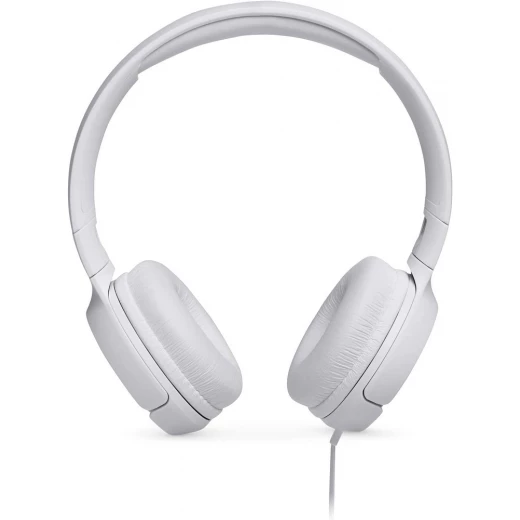 JBL Tune 500 Wired On-Ear Headphones, Deep JBL Pure Bass Sound, 1-Button Remote/Mic, Lightweight and Foldable Design, Tangle-Free Flat Cable, Voice Assistant - White, JBLT500WHT - JBL - Image 2