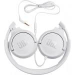 JBL Tune 500 Wired On-Ear Headphones, Deep JBL Pure Bass Sound, 1-Button Remote/Mic, Lightweight and Foldable Design, Tangle-Free Flat Cable, Voice Assistant - White, JBLT500WHT - JBL