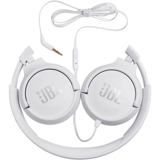 JBL Tune 500 Wired On-Ear Headphones, Deep JBL Pure Bass Sound, 1-Button Remote/Mic, Lightweight and Foldable Design, Tangle-Free Flat Cable, Voice Assistant - White, JBLT500WHT JBL Tune 500 Wired On-Ear Headphones, Deep JBL Pure Bass Sound, 1-Button Remote/Mic, Lightweight and Foldable Design, Tangle-Free Flat Cable, Voice Assistant - White, JBLT500WHT