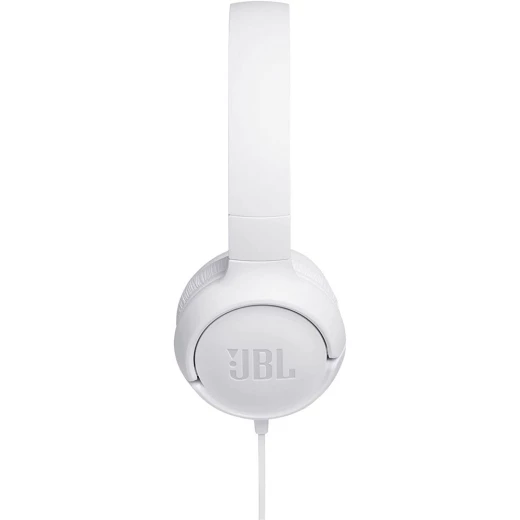 JBL Tune 500 Wired On-Ear Headphones, Deep JBL Pure Bass Sound, 1-Button Remote/Mic, Lightweight and Foldable Design, Tangle-Free Flat Cable, Voice Assistant - White, JBLT500WHT - JBL - Image 3