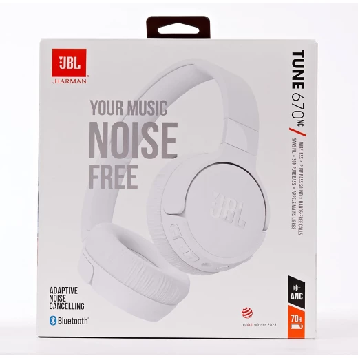 سماعات JBL Tune 670NC اللاسلكية لإلغاء الضوضاء - أبيض - جي بي ال - Image 3