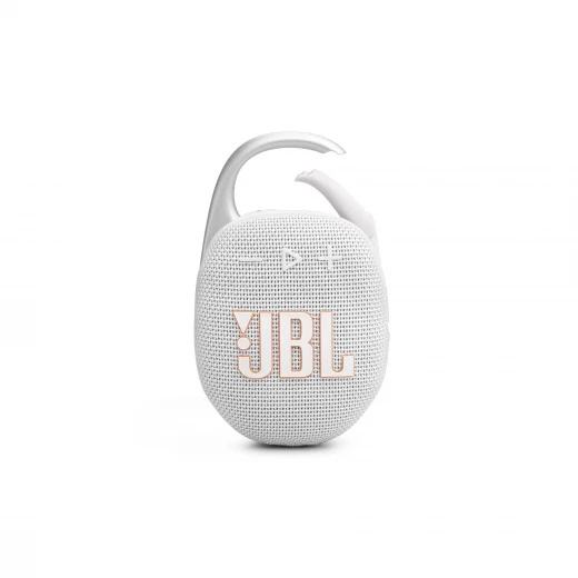 مكبر صوت JBL Clip 5 أبيض محمول بتقنية البلوتوث - تشغيل حتى 15 ساعة مكبر صوت JBL Clip 5 أبيض محمول بتقنية البلوتوث - تشغيل حتى 15 ساعة