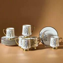طقم أكواب قهوة كاراجا غوز لـ 6 أشخاص - 90 مل بورسلين