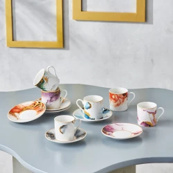 Karaca Ateş Multicolor 6-Person Coffee Cup Set 80ml