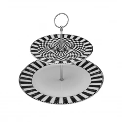Karaca Damalı Kurabiyelik 27 cm - Stylish Porcelain Cookie Server