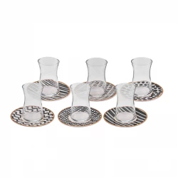 Karaca Loop 12-Piece Tea Cup Set - 6 Person Porcelain