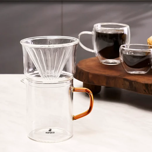 Karaca Draco Brewy Glass Pour Over Coffee Maker Set with Stand, Orange Karaca Draco Brewy Glass Pour Over Coffee Maker Set with Stand, Orange