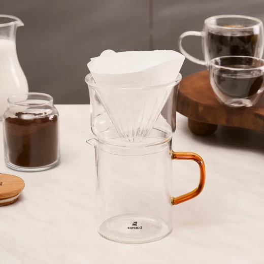 Karaca Draco Brewy Glass Pour Over Coffee Maker Set with Stand, Orange - karaca - Image 5