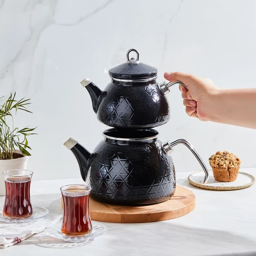 طقم إبريق شاي كاراجا ميجا بالمينا الأسود - 3 قطع - كراجا - Image 3