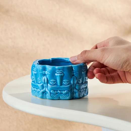 Karaca X İst Collection Medusa Blue Ceramic Snack Bowl - karaca - Image 4