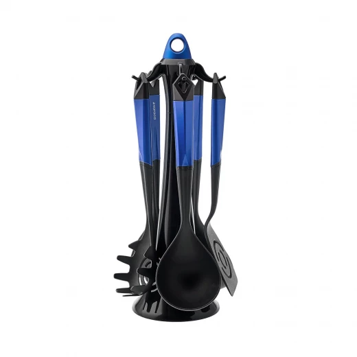 Karaca Hardy Blue 6-Piece Serving Utensil Set with Stand Karaca Hardy Blue 6-Piece Serving Utensil Set with Stand