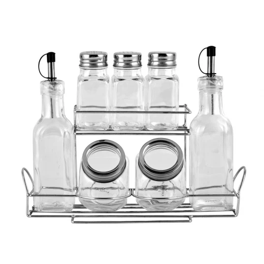 طقم برطمانات توابل زجاجي من كاراجا كورنر لاين 8 قطع - شفاف طقم برطمانات توابل زجاجي من كاراجا كورنر لاين 8 قطع - شفاف