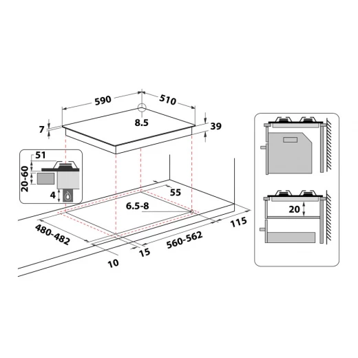 Whirlpool GMWL 628/IXL Gas Hob: 4 Burners, Cast Iron Pan Support 60cm - ‎Whirlpool - Image 3
