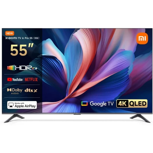 تلفزيون شاومي A Pro 55 بوصة 4K QLED Google TV مع Dolby Audio وجهاز تحكم عن بعد Bluetooth تلفزيون شاومي A Pro 55 بوصة 4K QLED Google TV مع Dolby Audio وجهاز تحكم عن بعد Bluetooth