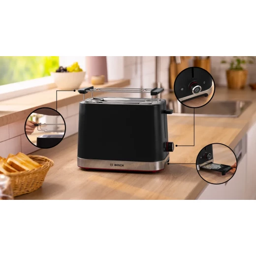 محمصة بوش MyMoment سوداء مدمجة TAT4M223 - شريحتين، تحكم متغير - بوش - Image 8
