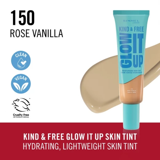 Rimmel Kind & Free Moisturising Skin Tint Foundation Vanilla Buildable Coverage Sensitive Skin 30ml - Rimmel London - Image 2