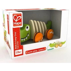 Hape Walk-A-Long Croc – Wooden Pull-Along Alligator Toy Promoting Walking Skills & Imaginative Play