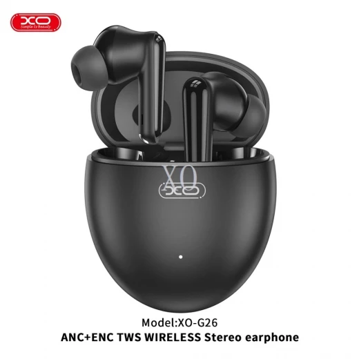 سماعة بلوتوث XO G26 TWS بتقنية إلغاء الضوضاء ANC+ENC – أسود سماعة بلوتوث XO G26 TWS بتقنية إلغاء الضوضاء ANC+ENC – أسود