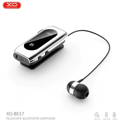سماعة XO BE37 بلوتوث بتصميم مشبك – مع شاشة رقمية – باللون الأسود سماعة XO BE37 بلوتوث بتصميم مشبك – مع شاشة رقمية – باللون الأسود