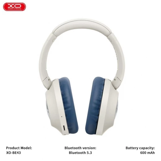 XO BE43 Foldable Stereo Wireless Headphones Blue - 30 Hour Playtime - XO - Image 3