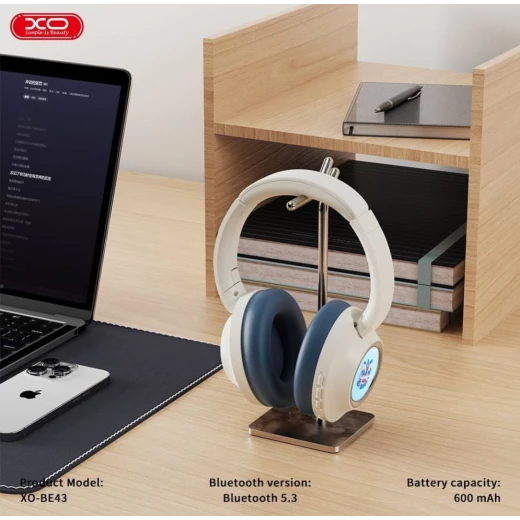 XO BE43 Foldable Stereo Wireless Headphones Blue - 30 Hour Playtime - XO - Image 2