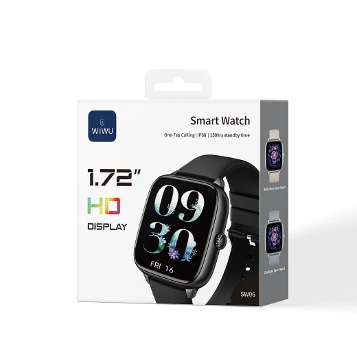 WiWU SW06 Smart Watch: 1.72" HD Display, Bluetooth Calling, Fitness Tracker Black - Wiwu - Image 4