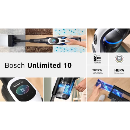 مكنسة Bosch Unlimited 10 اللاسلكية البيضاء - تنظيف قوي - بوش - Image 10