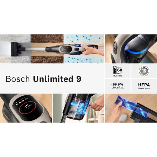 Bosch Unlimited 9 Black Cordless Handstick Vacuum Cleaner - Powerful Cleaning - BOSCH - Image 15
