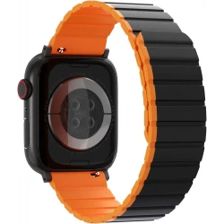 WIWU Magnetic Silicone Watch Band 42/44/45/49mm - Black/Orange