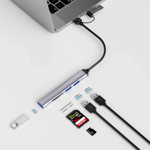 موزع وي وو ZOLO Wi-HB003 5 في 1 USB-C و USB - رمادي - وي وُو - Image 2