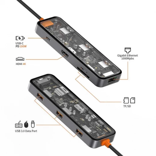 محول وي وو Cyber 8-in-1 USB-C - رمادي | CB008 - محول متعدد المنافذ - وي وُو - Image 7