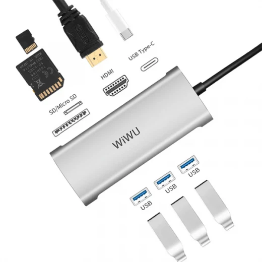 محول وي وو Alpha 7 في 1 USB-C A731HP - رمادي: محول متعدد المنافذ - وي وُو - Image 3