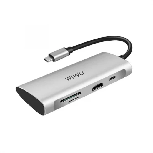 محول وي وو Alpha 7 في 1 USB-C A731HP - رمادي: محول متعدد المنافذ محول وي وو Alpha 7 في 1 USB-C A731HP - رمادي: محول متعدد المنافذ