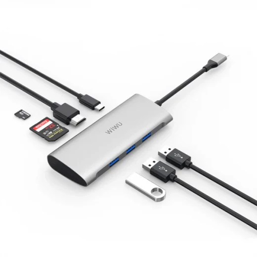 محول وي وو Alpha 7 في 1 USB-C A731HP - رمادي: محول متعدد المنافذ - وي وُو - Image 2