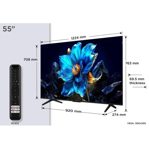 تلفزيون TCL سلسلة P7K ذكي QLED مقاس 55 بوصة – دقة 4K HDR، معدل تحديث 60Hz، نظام Google TV - تي سي ال - Image 2