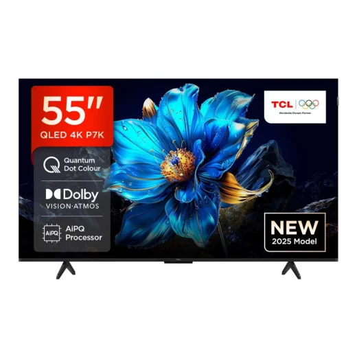 تلفزيون TCL سلسلة P7K ذكي QLED مقاس 55 بوصة – دقة 4K HDR، معدل تحديث 60Hz، نظام Google TV تلفزيون TCL سلسلة P7K ذكي QLED مقاس 55 بوصة – دقة 4K HDR، معدل تحديث 60Hz، نظام Google TV