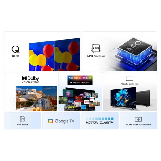 تلفزيون TCL سلسلة P7K ذكي QLED مقاس 55 بوصة – دقة 4K HDR، معدل تحديث 60Hz، نظام Google TV - تي سي ال - Image 4