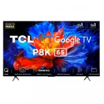 تلفزيون TCL 65 بوصة موديل 65P8K – دقة 4K QLED، نظام Google TV، لون أسود، معدل تحديث عالي 120Hz أو 144Hz - تي سي ال